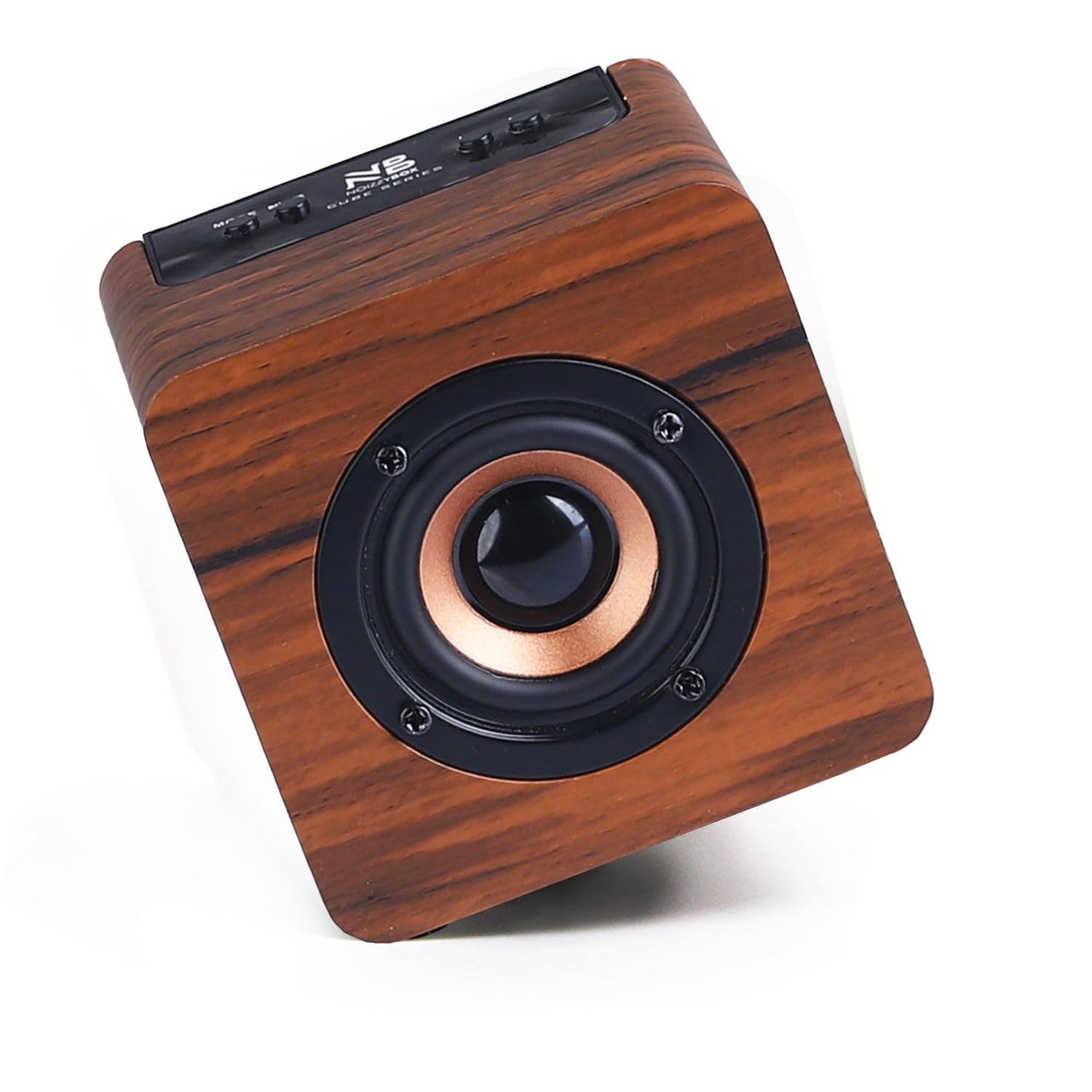 NB NOIZZYBOX Cube S Premium Wood Finish Portable Wireless Bluetooth Speaker and Fm Radio with 8W Output, HD Sound Portable Speaker Bluetooth 5.2 EDR, USB/TF Card/TWS